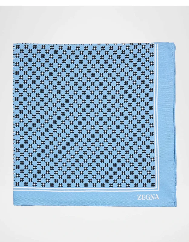Geometric Floral Silk Pocket Square