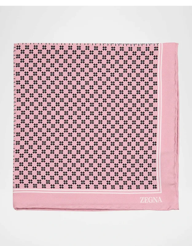 Geometric Floral Silk Pocket Square