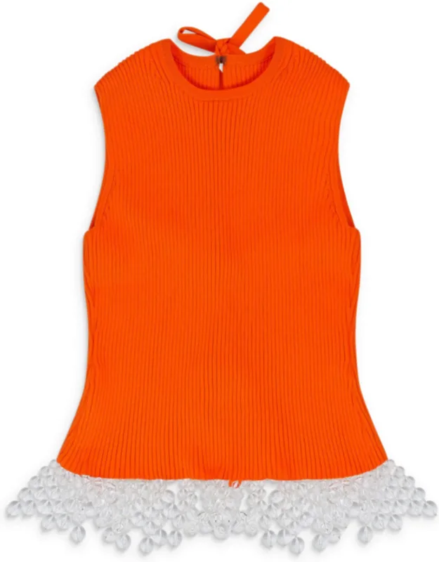 Beaded Open Back Knit Blouse