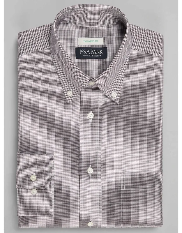 Tailored Fit Button-down Collar Glen Plaid Dress Shirt