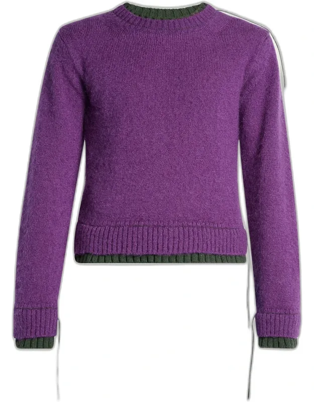 Mohair Knit Layered Crewneck Sweater