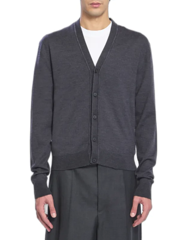 Cardigan With V-neck And Front Button Closure