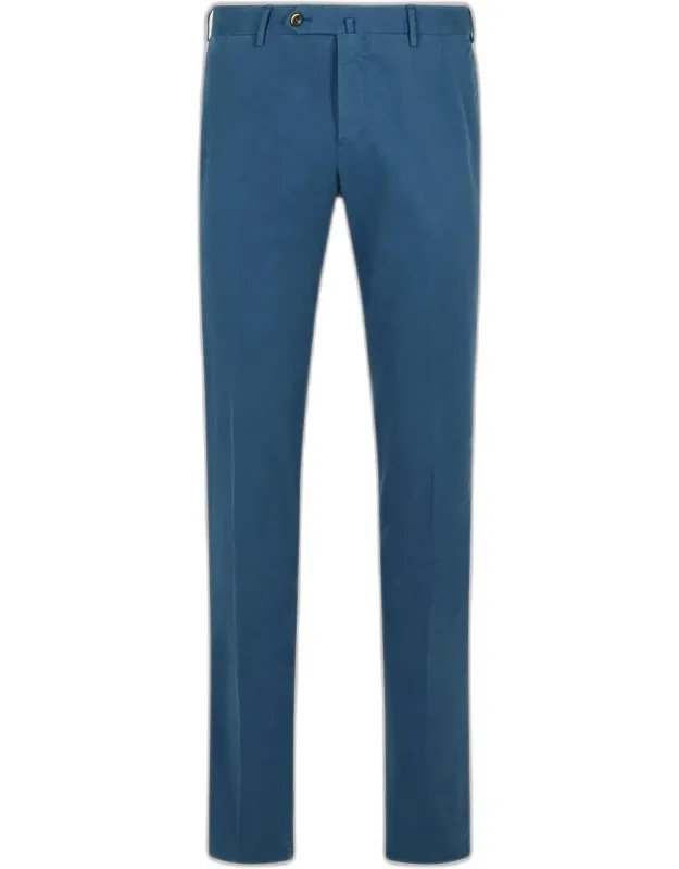 Slim Light Blue Stretch Cotton Pants