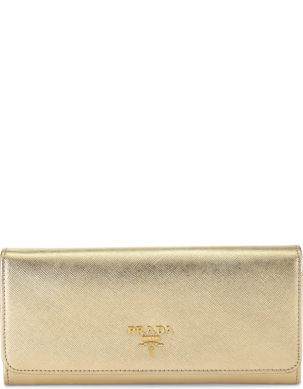 Gold Saffiano Continental Wallet