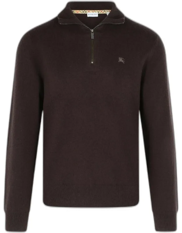 Cashmere Sweater With Ribbed High Neck And Zip