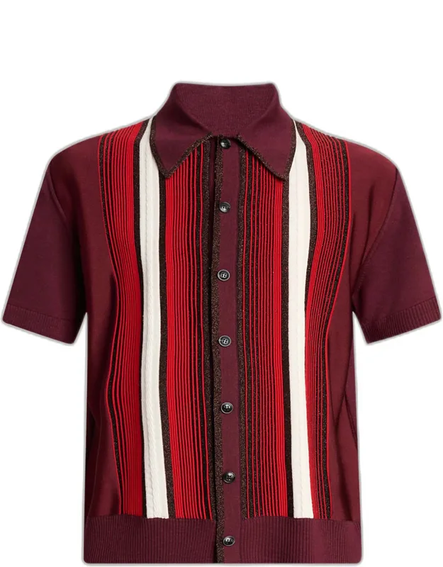 Multi-stripe Knit Short-sleeve Shirt