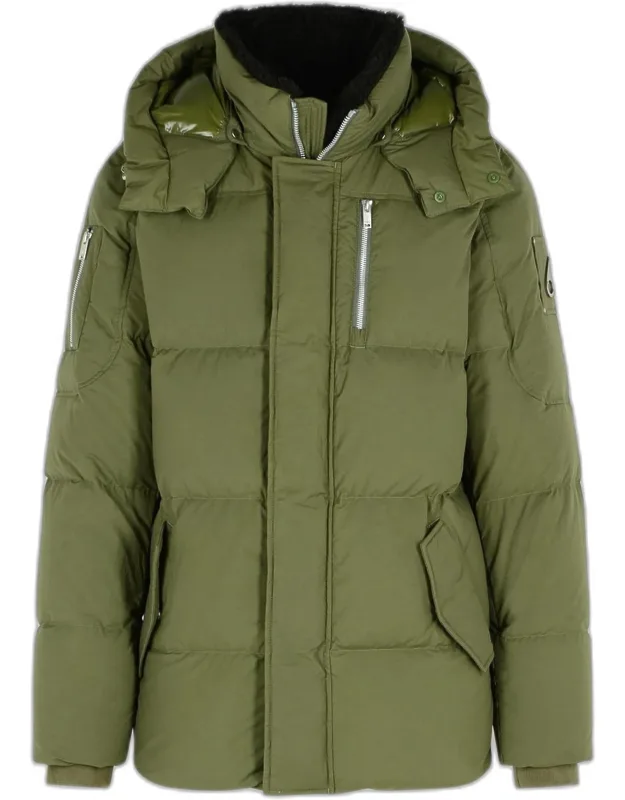 Everest 3q Nylon And Green Cotton Down Jacket
