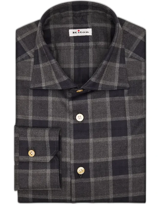 Cotton Windowpane Check Button-down Shirt