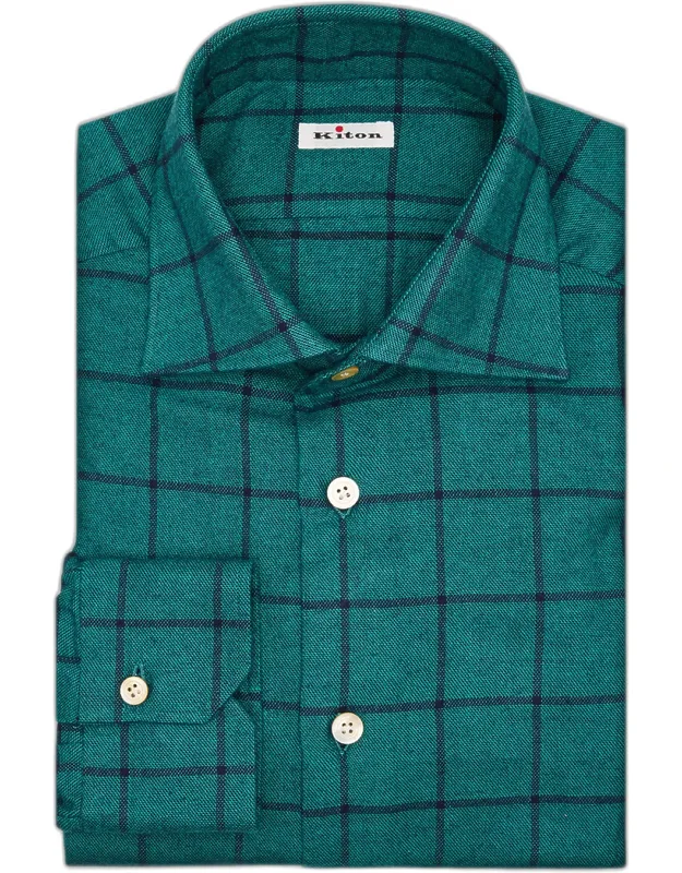 Cotton Windowpane Check Button-down Shirt