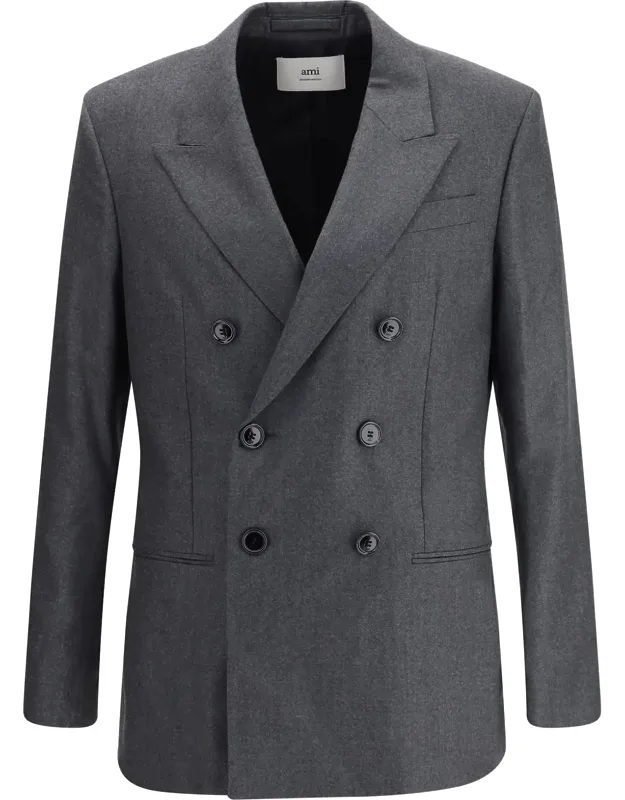 Double-breasted Blazer In Virgin Wool
