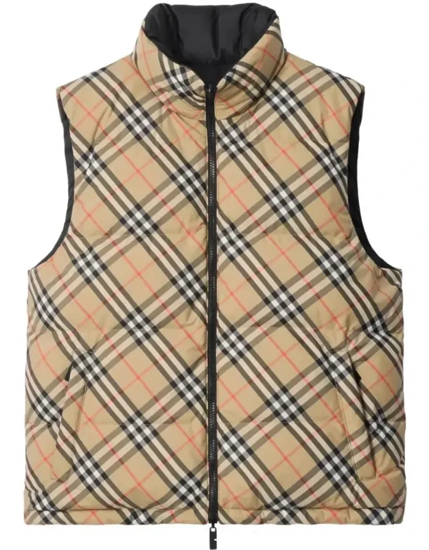 Reversible Check Puffer Gilet
