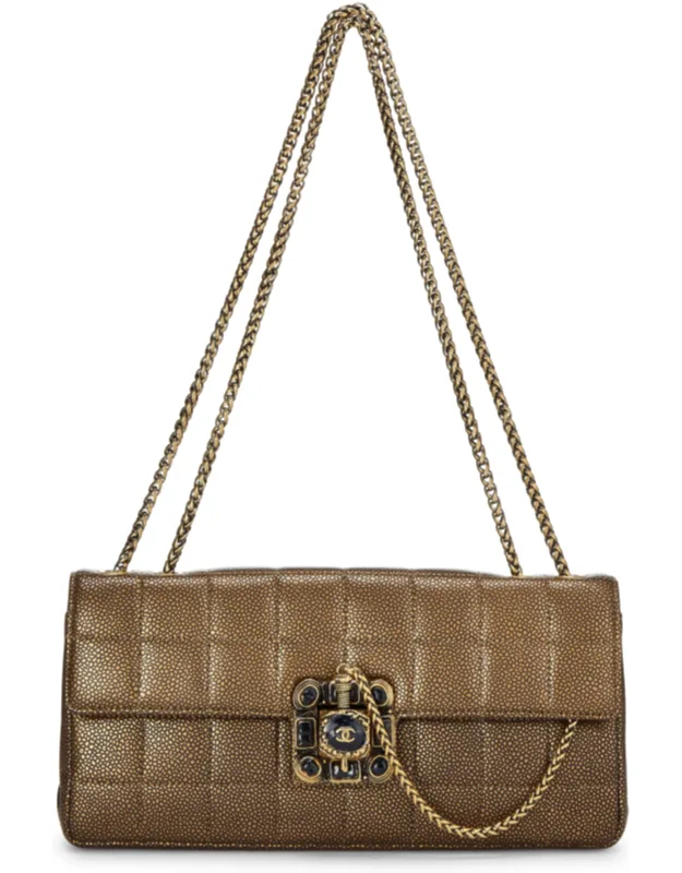 Gold Caviar Chocolate Bar East/west Gripoix Flap Bag