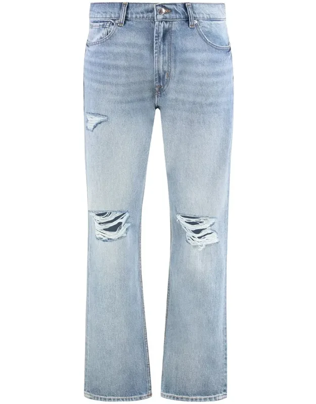 Elephant Leg Ripped Light Denim Jeans