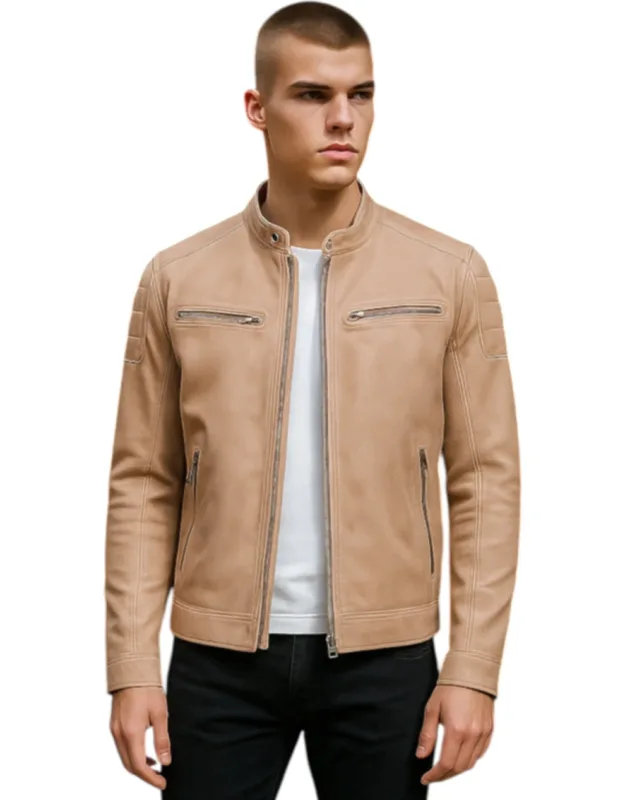 Modern Classic Leather Quilted Biker Jacket