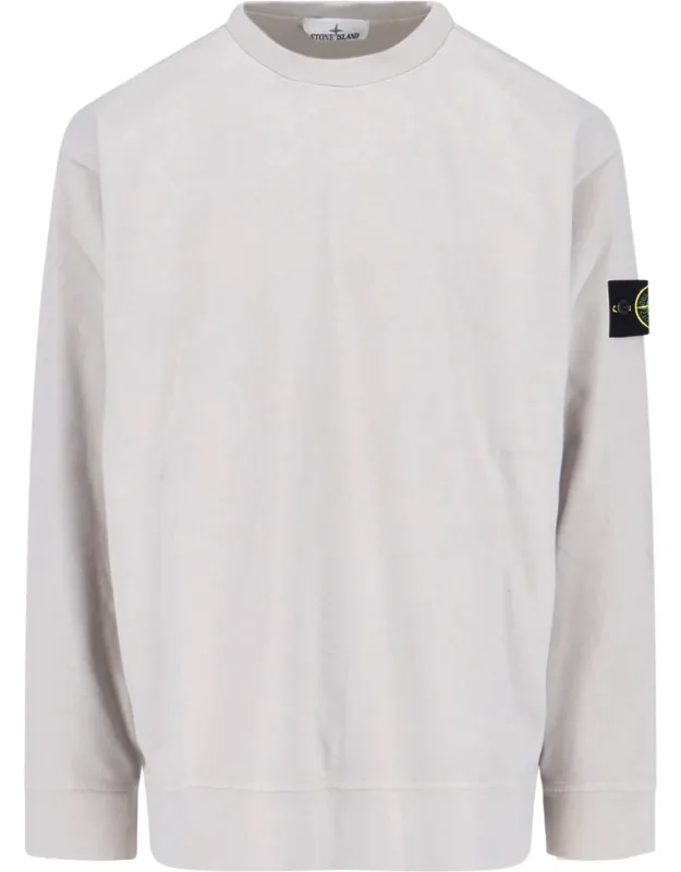Crewneck Sweatshirt With "compass" Logo Badge And Ribbed Trim
