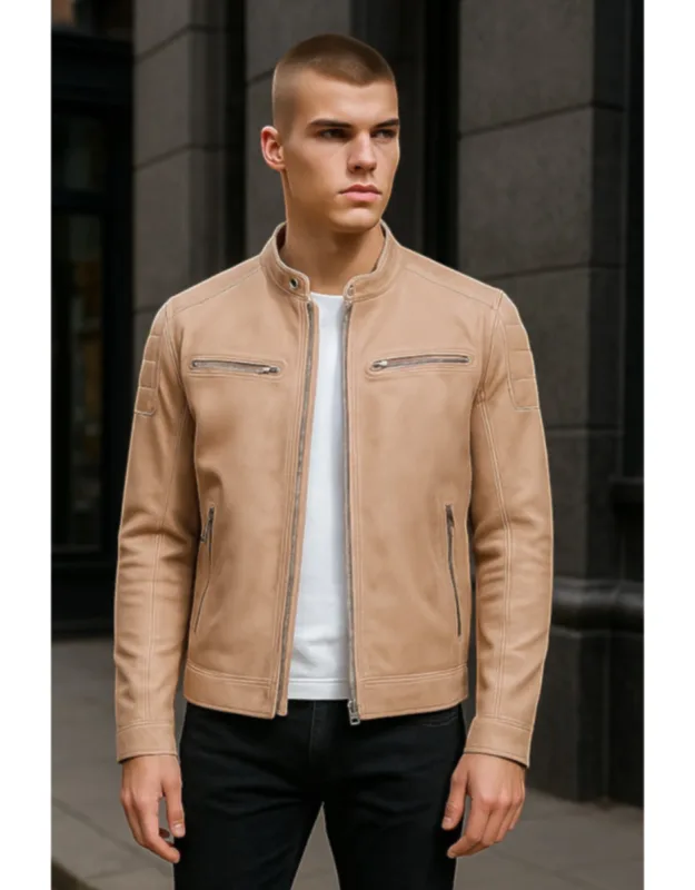 Modern Classic Leather Quilted Biker Jacket