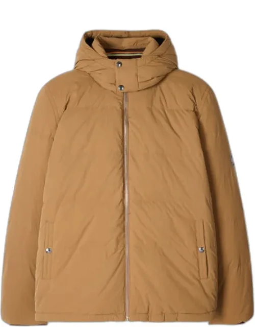 Tan Down Jacket With Detachable Hood