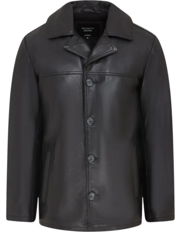 4 Button Italian Leather Blazer Jacket