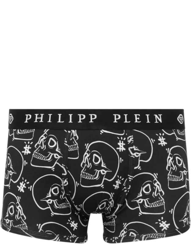 Boxer Allover Outline Skull