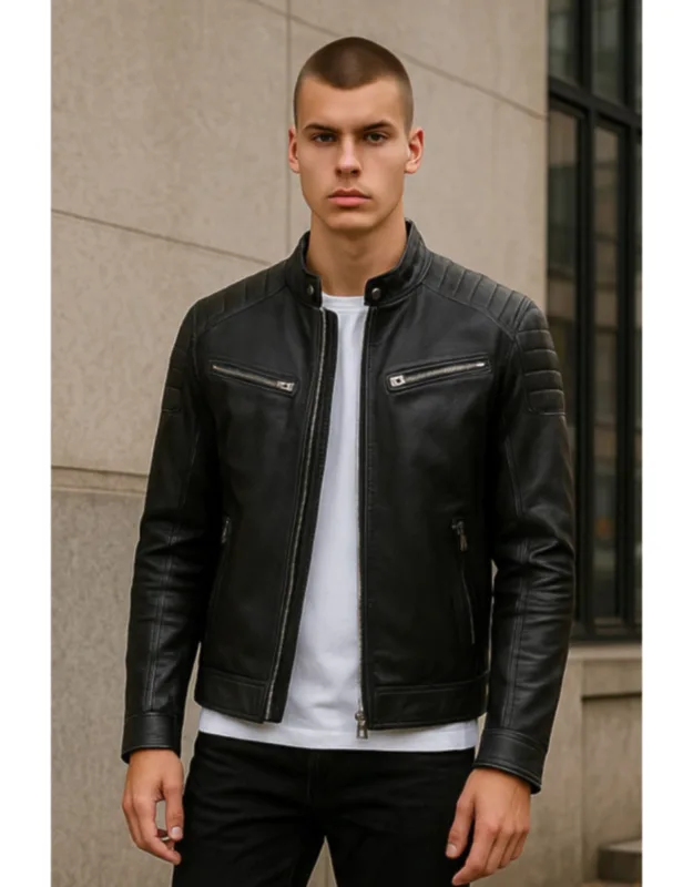 Modern Classic Leather Quilted Biker Jacket