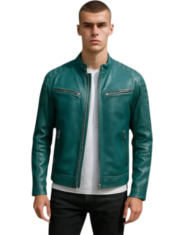 Modern Classic Leather Quilted Biker Jacket