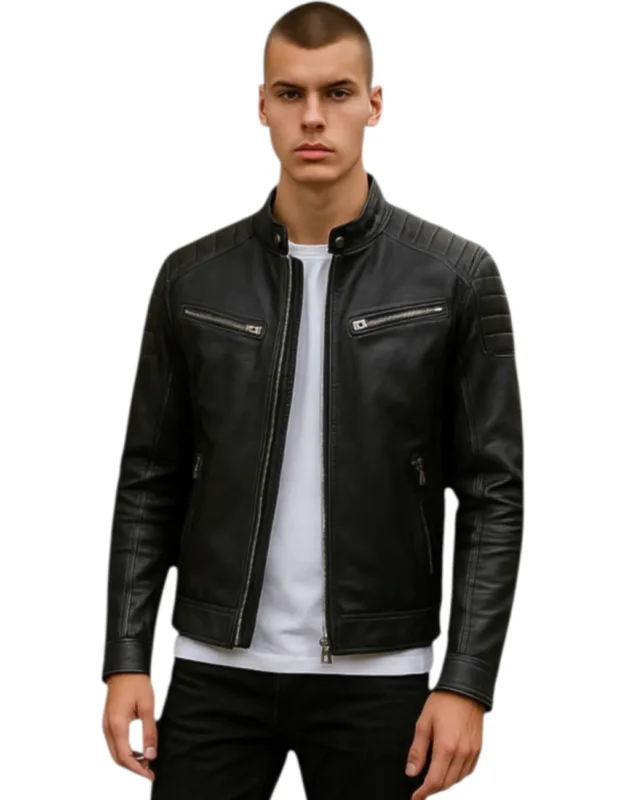Modern Classic Leather Quilted Biker Jacket