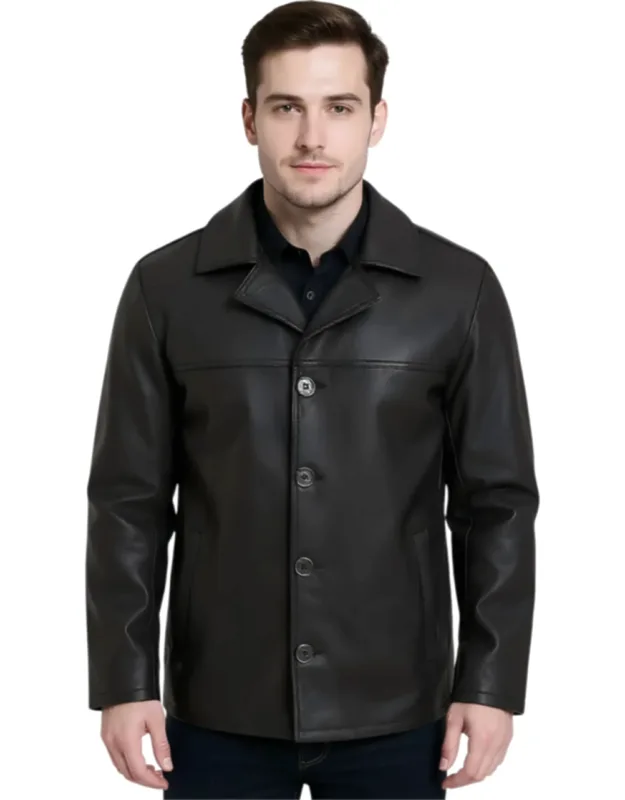 4 Button Italian Leather Blazer Jacket