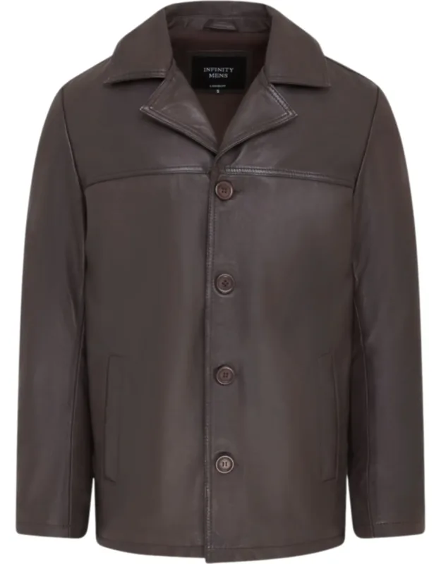 4 Button Italian Leather Blazer Jacket