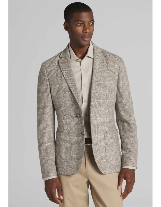 Tailored Fit Comfort Stretch Plaid Knit Sportcoat