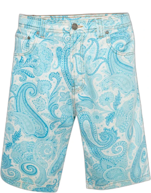 Paisley Print Denim Bermuda Shorts