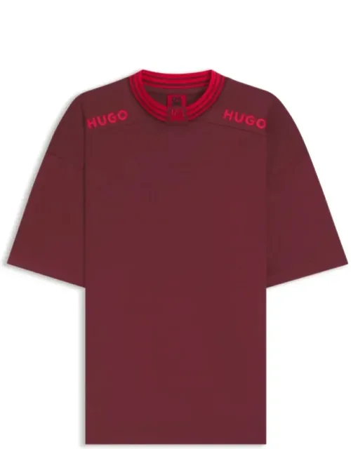 Cotton T-shirt With Tipping And Logos