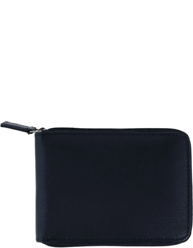 Rfid Nappa Leather Zip Around Billfold Wallet