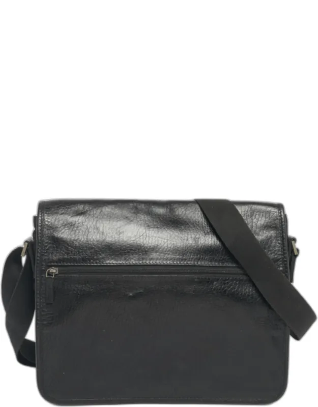 Leather And Nylon Flap Messenger Bag
