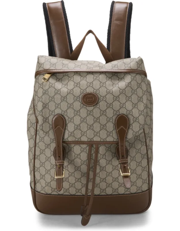Brown Gg Supreme Canvas Interlocking Backpack