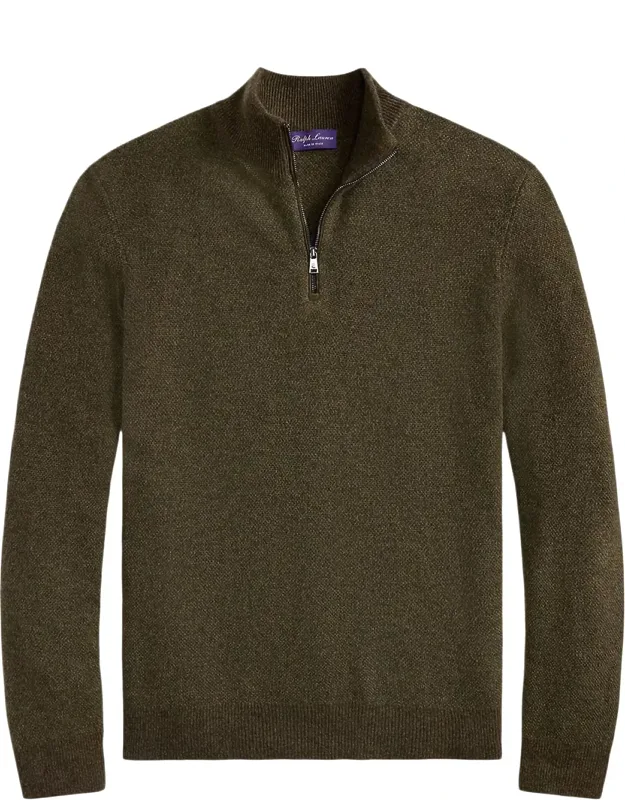 Cashmere Birdseye Quarter-zip Sweater