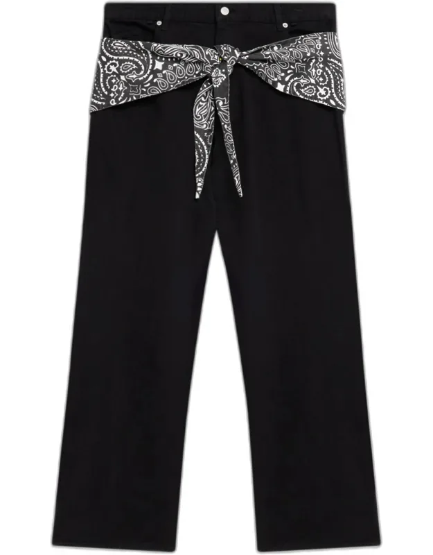 Straight Baggy-fit Bandana Waist Jeans