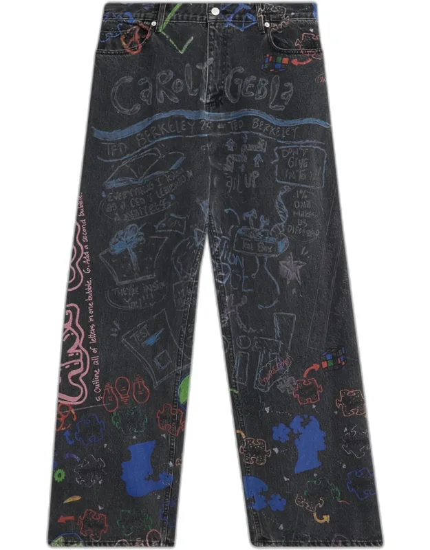 Baggy Straight Fit Multi-artwork Jeans