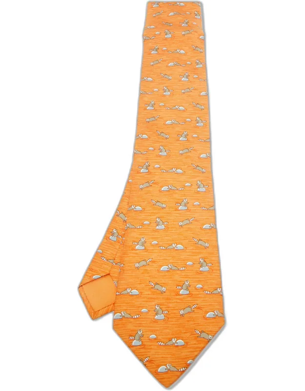 Raccoon Print Silk Tie