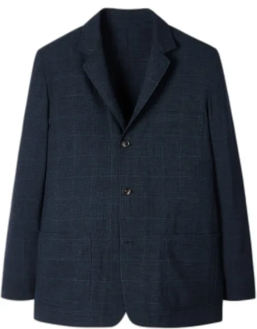 Check Stretch-wool Patch-pocket Blazer
