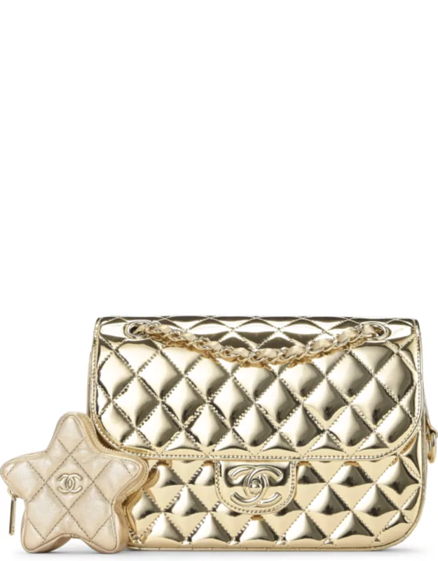 Gold Metallic Hollywood Boulevard Flap Bag Small