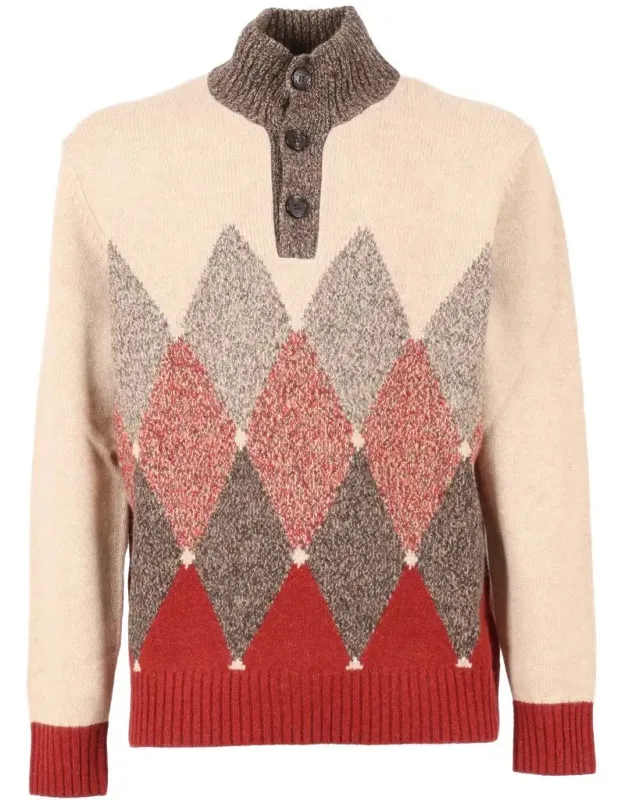 Ribbed Turtleneck Pullover With Button Detail