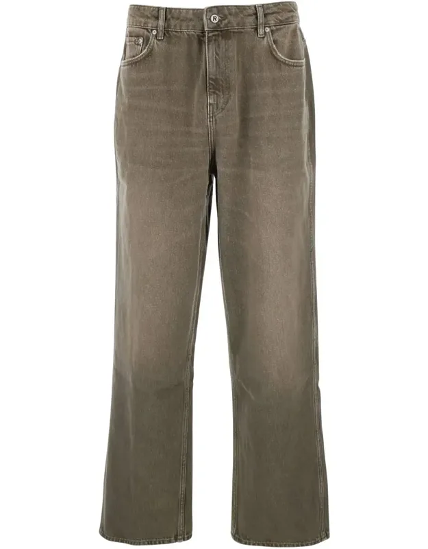 R3 Jeans With Belt Loops And Logo Embroidery On The Rear In Denim