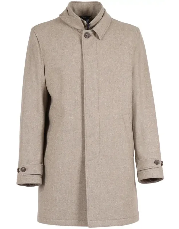 Double-breasted Coat With Concealed Button Placket And Zip-up Inner Layer