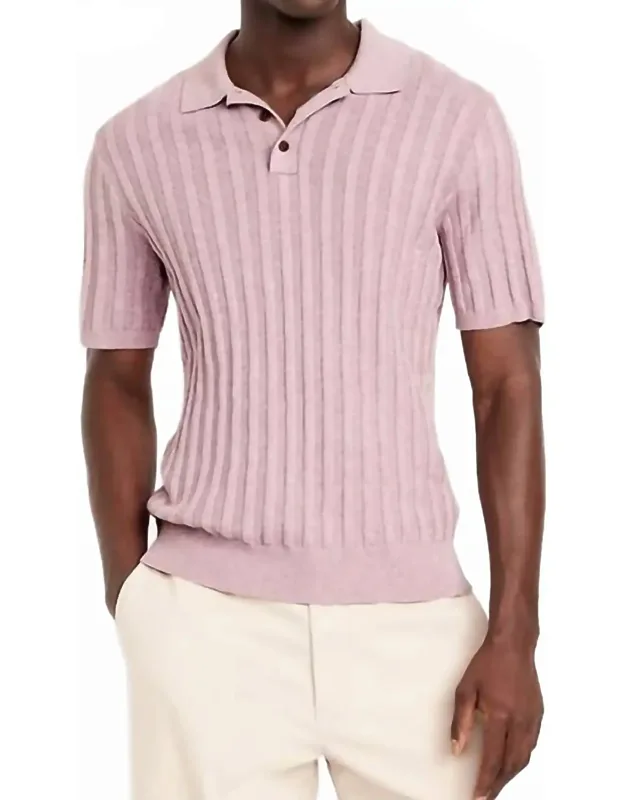 Naples Striped Knit Polo Shirt