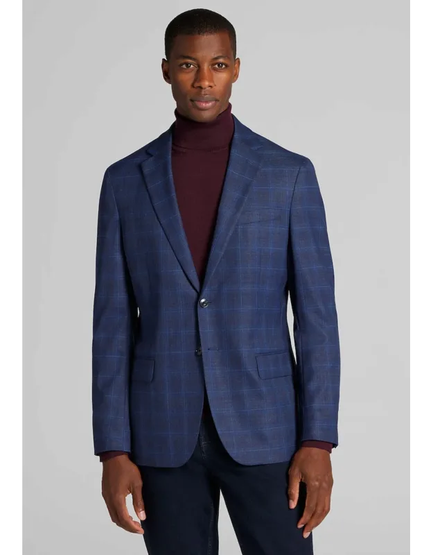 Tailored Fit Comfort Stretch Windowpane Plaid Sportcoat