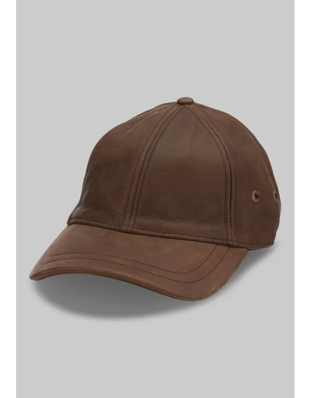 Scala Unstructured Oily Timber Leather Baseball Cap