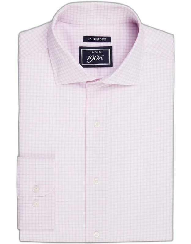 1905 Collection Tailored Fit Check 4-way Stretch Dress Shirt