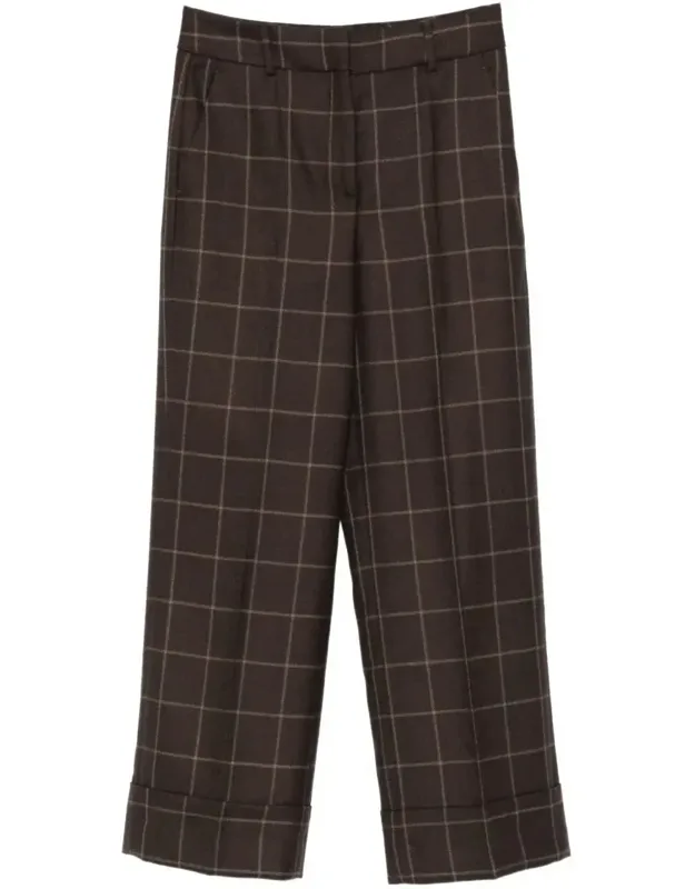 Check-print Wool Trousers