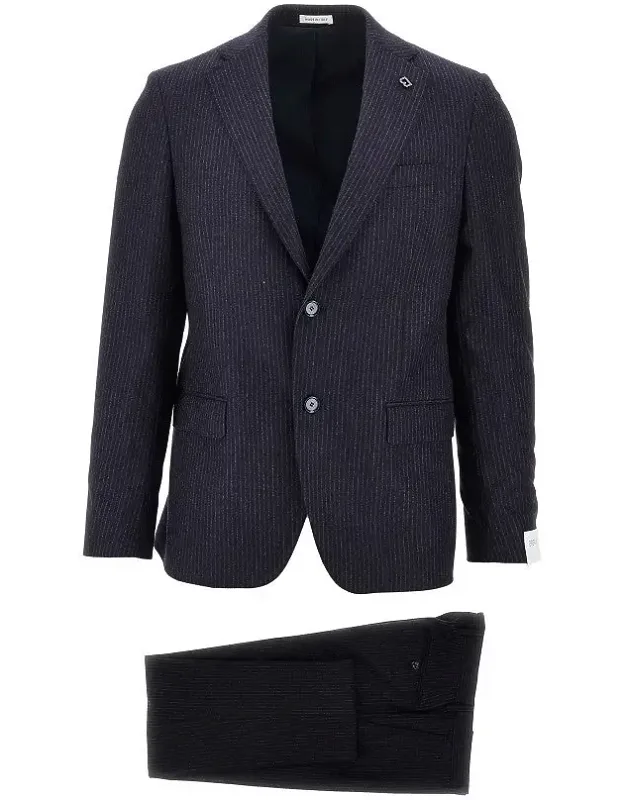 Pinstriped Wool-blend Tailored Suit