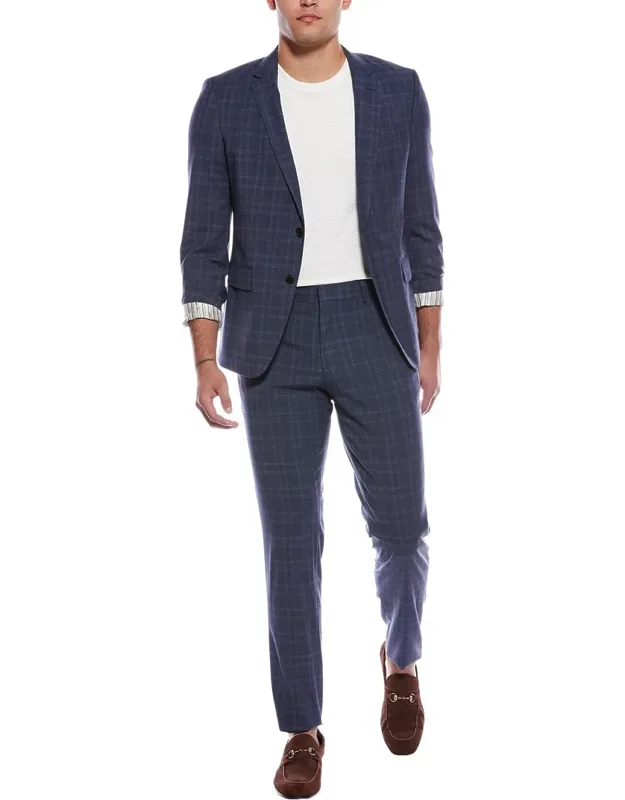 Wool-blend Suit With Flat Front Pants